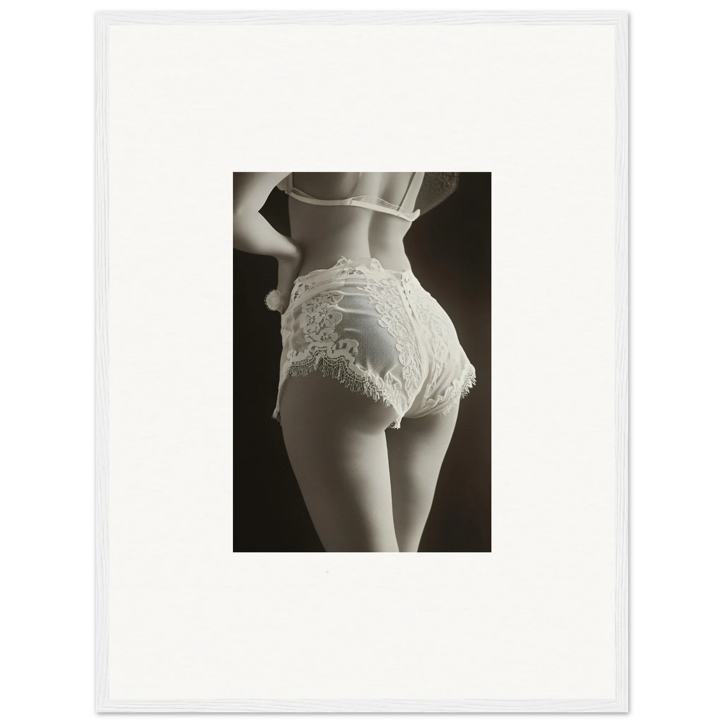 Woman’s lower back and hips in lace underwear for Transcendent Allure wall art