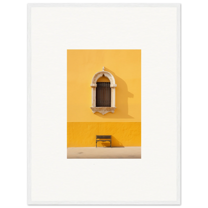 Arched window with wooden shutters on a yellow wall in Gapes of Gargoyles special edition art™