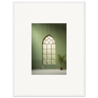 Gothic arched window with leaded glass in Green Crescent special edition art™ premium framed wall