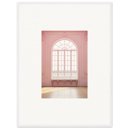 Elegant arched window with white trim on a pink wall from Ether Balcon Evolvement art