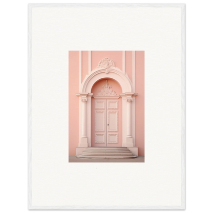 Elegant pink arched doorway with columns in the Petal Whispers Portal art piece