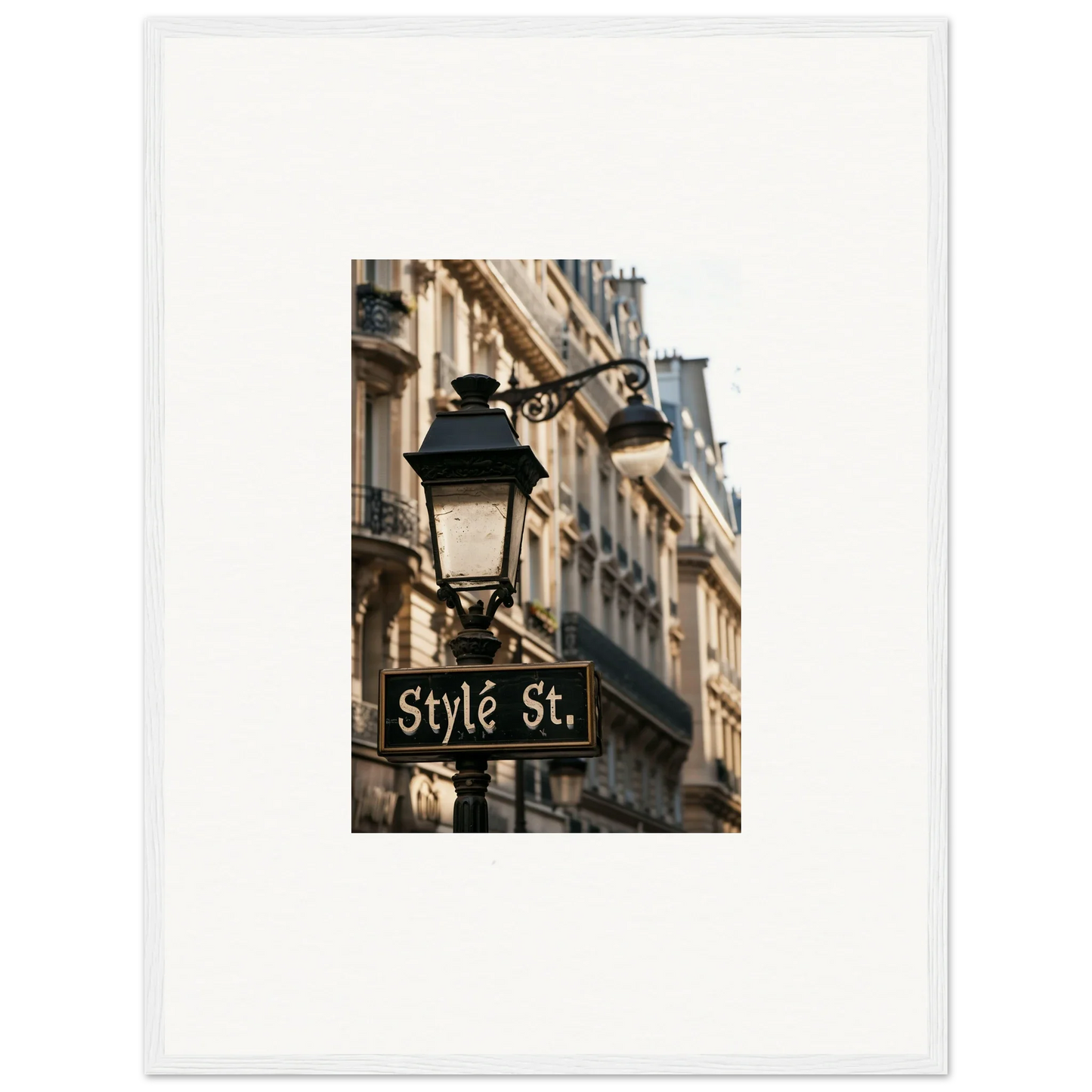 Stylish street sign Style St. on a chic lamp post perfect for room decoration wall art