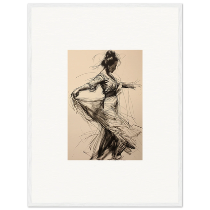 Gestural sketch of a dancer in flowing dress for Ephemeral Motion Whispers art