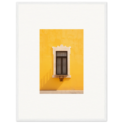 Ornate white trim window on a sunny yellow wall from Window’s Giallo Reverie special edition art™