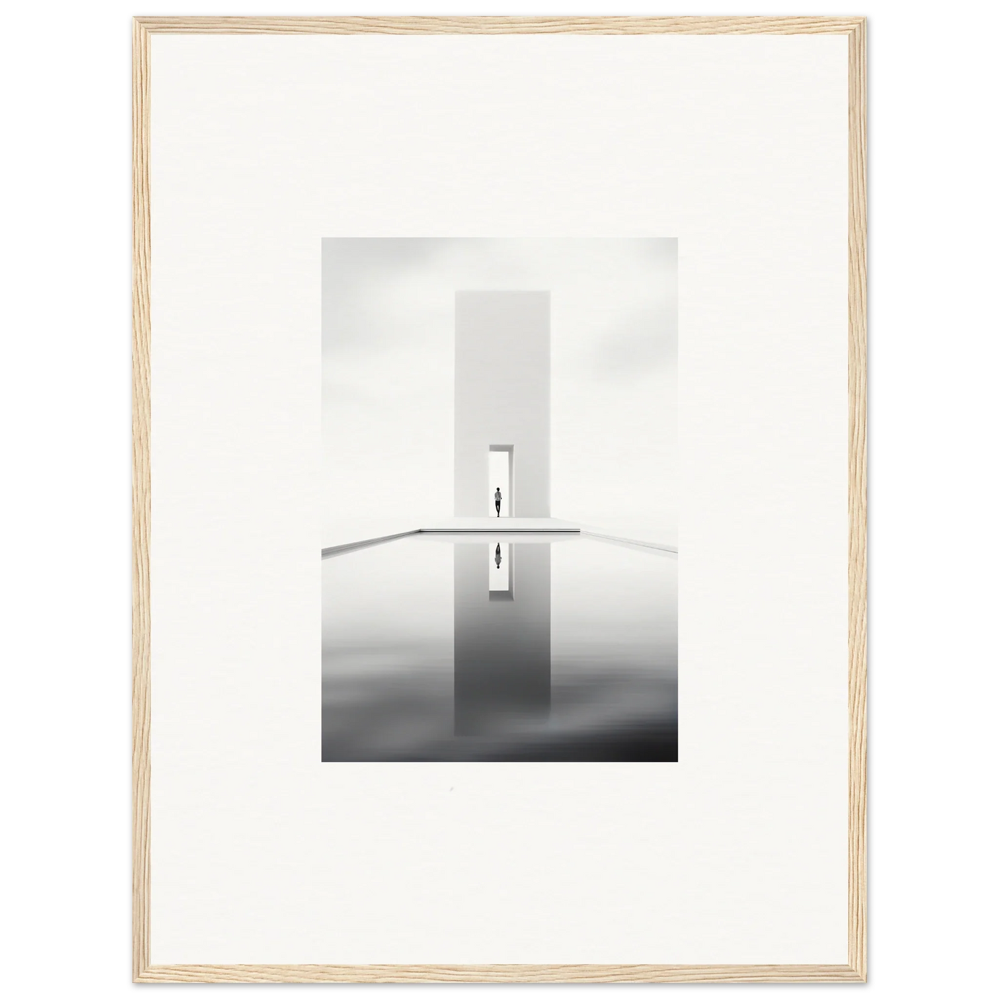 Framed black and white photo of a minimalist pillar for Dreamer’s Vanishing Silhouette