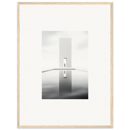 Framed black and white photo of a minimalist pillar for Dreamer’s Vanishing Silhouette