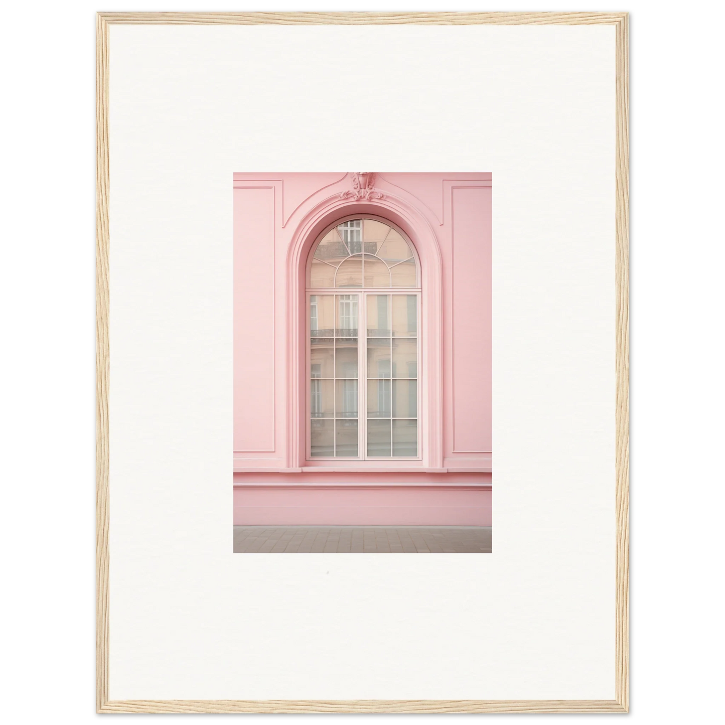 Arched window with white panes in a Pink wall from the Pink Sonata Vibrations collection