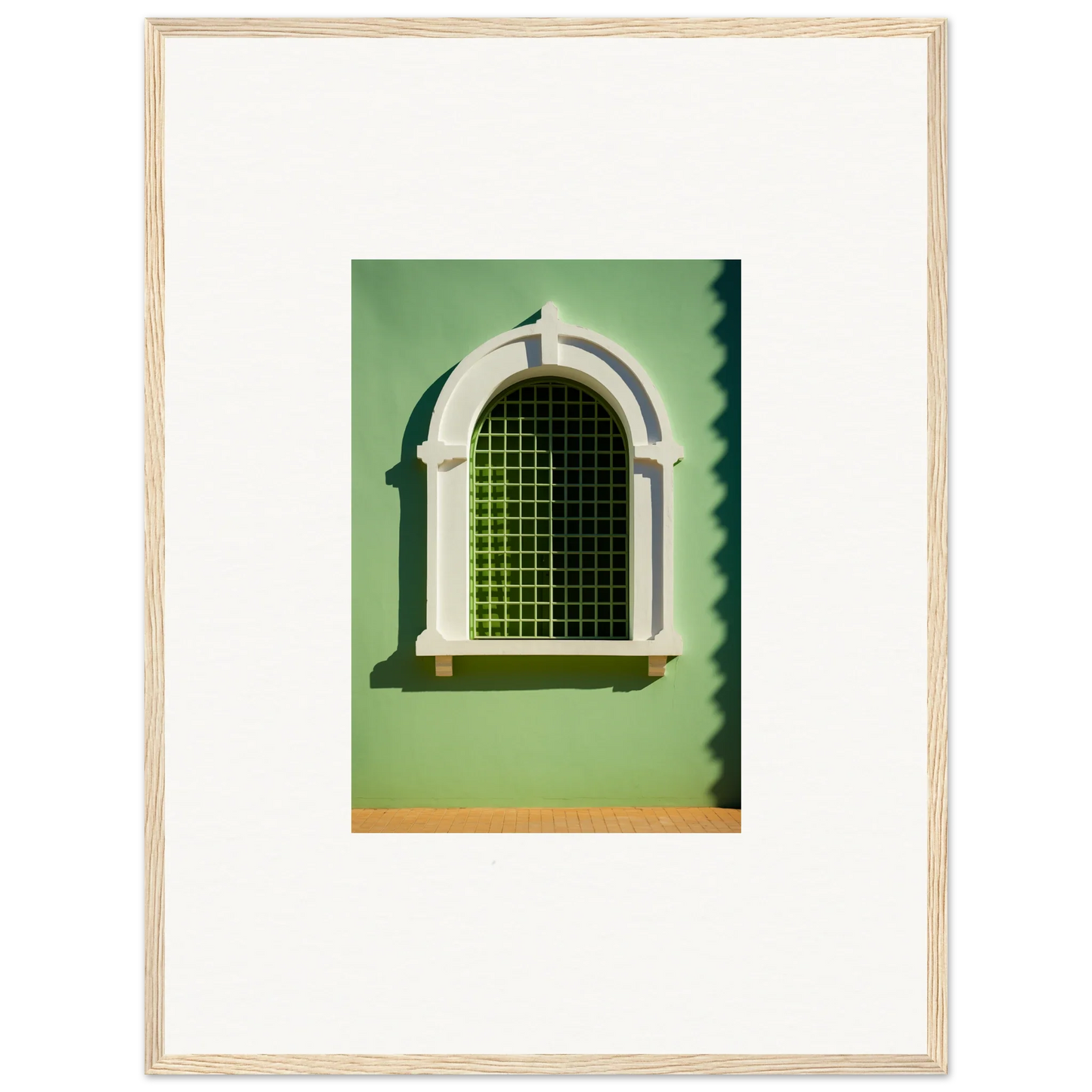 Arched green-tinted glass in a stylish white frame from the Visible Equilibrium Window