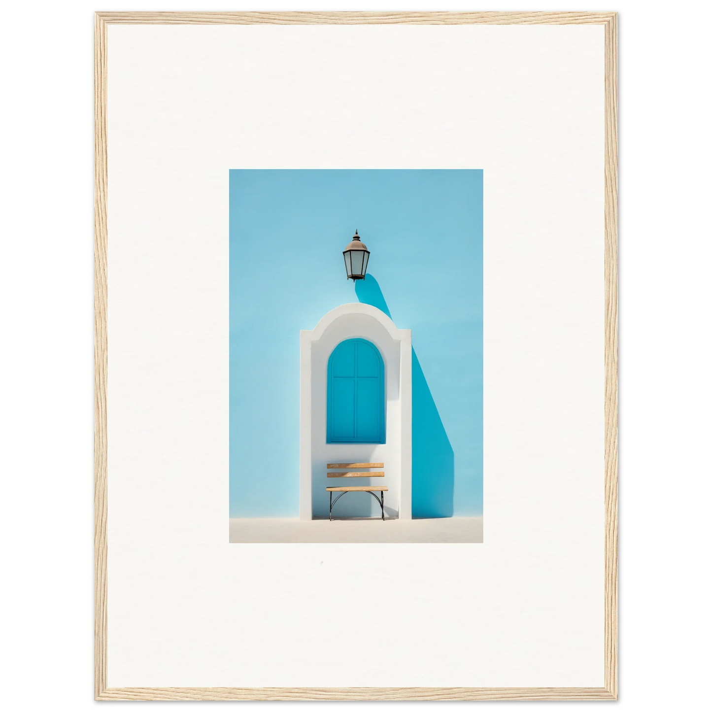 Framed Wall Art of an Ethereal Mediterranean Pause with white archway and lantern