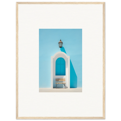 Framed Wall Art of an Ethereal Mediterranean Pause with white archway and lantern