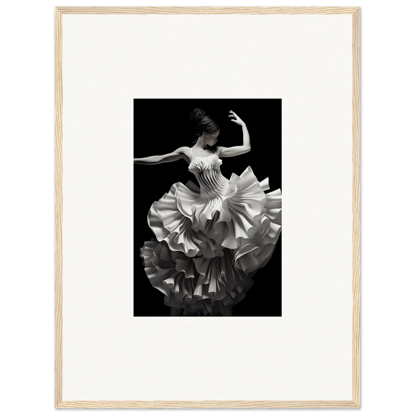 Dancer in ruffled white dress twirling, part of Tangled Luminous Laces special edition art™