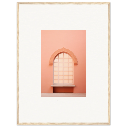 Arched window with gridded panes on a peachy-pink wall from Windows Morning Whisper