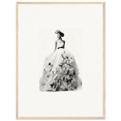 Elegant black and white watercolor figure in flowing gown for Dreams Bloom Eternal wall art