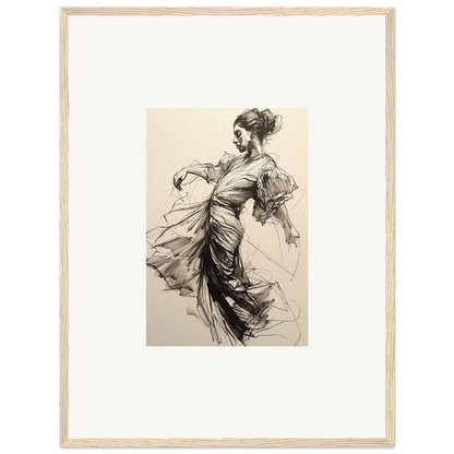 Elegant sketch of a dancer in flowing dress for Whirling Midnight Form wall art