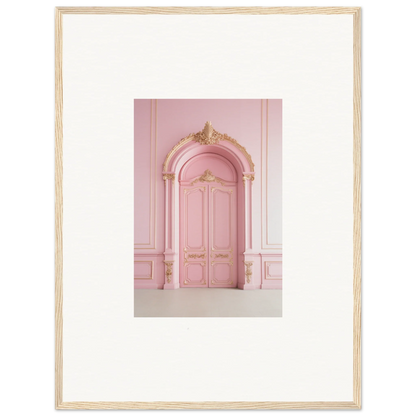 Ornate pink door with gold molding in Paris Dreams Frame, perfect for framed wall art