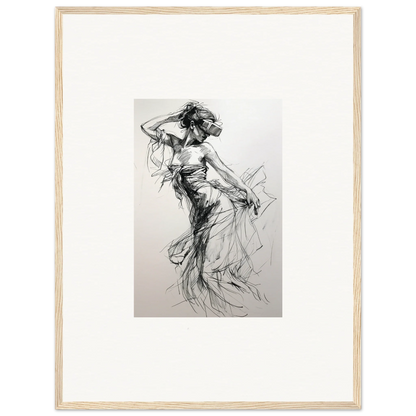 Charcoal sketch of a dancer in motion for Virtual Grace Sketch special edition art™