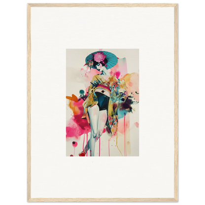 Colorful abstract watercolor canvas print of a female figure for stylish room decoration