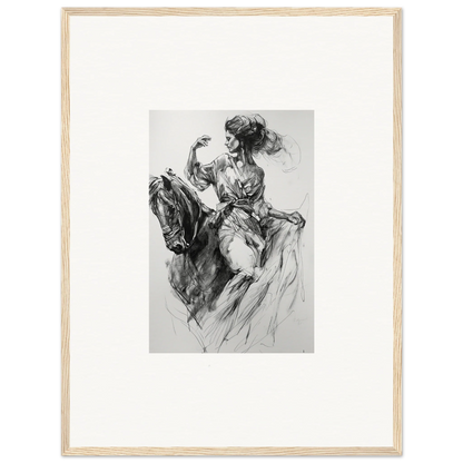 Dramatic black and white sketch of a figure on horseback from Ephemeral Journey Grafikermania