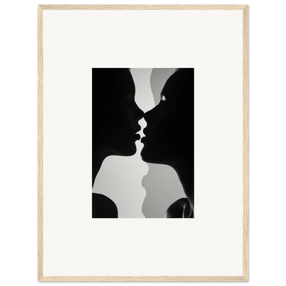 Silhouetted profiles in a kiss, perfect for Nouveau Love Symphony framed wall art