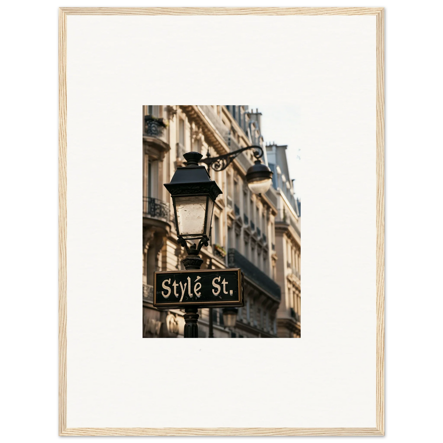 Street sign for Style St under a lamp post, perfect for canvas print wall art decor