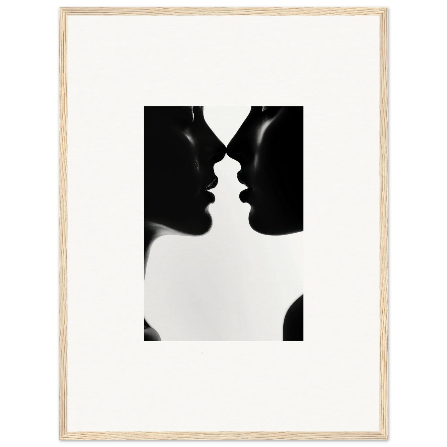 Two silhouetted profiles almost kissing, showcasing Whispers Shadowdance Serenaa art