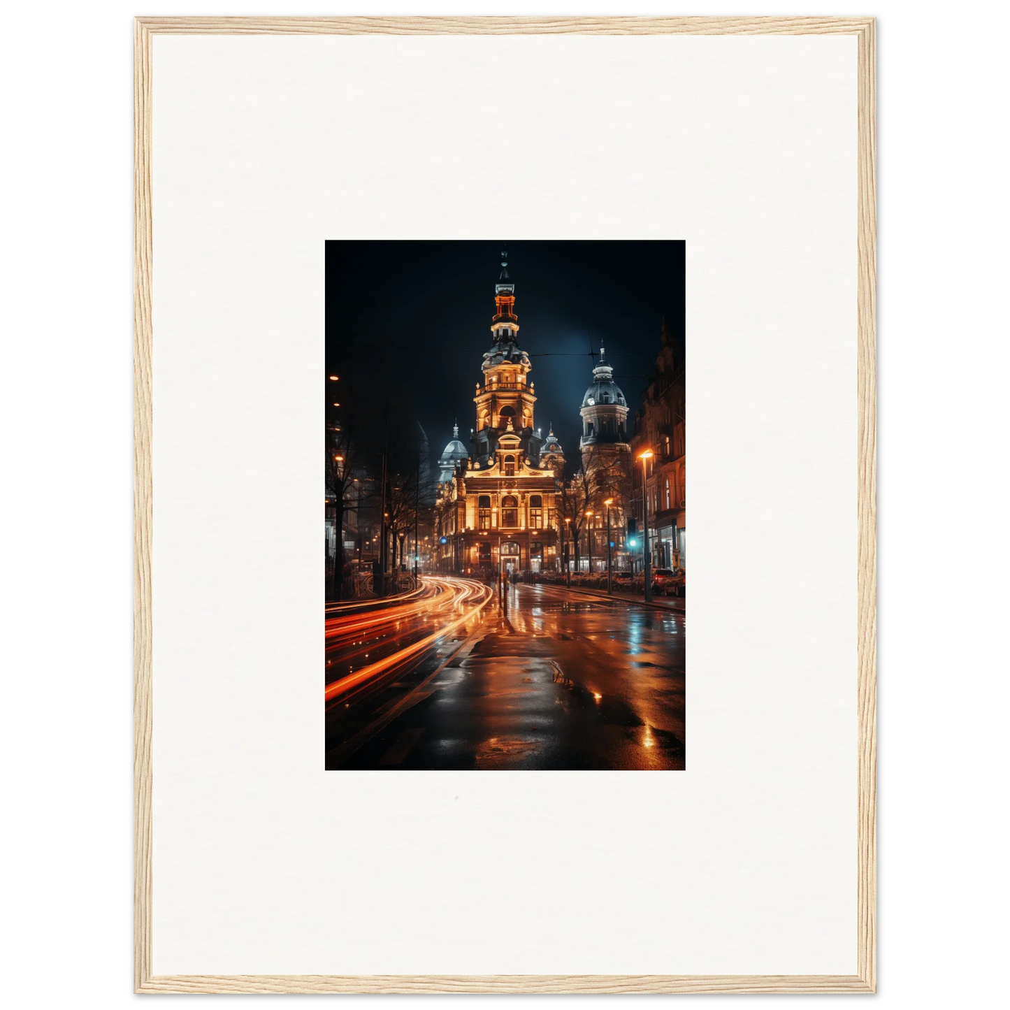 Illuminated ornate church with domes at night near Midnight Highway Mirage special edition art™