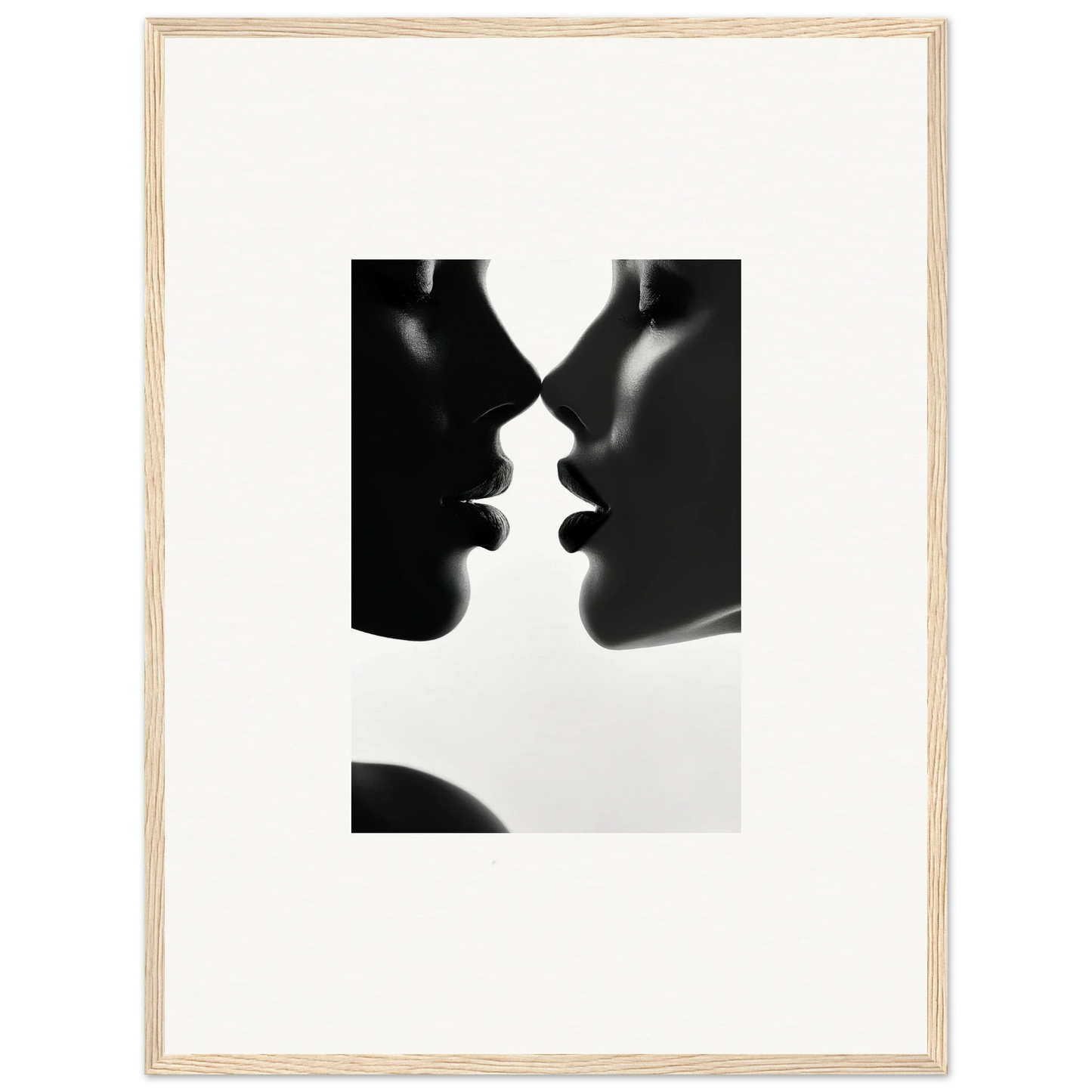 Two silhouetted profiles in a near-kiss for Lattices of Ephemera framed poster