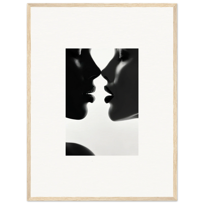 Two silhouetted profiles in a near-kiss for Lattices of Ephemera framed poster