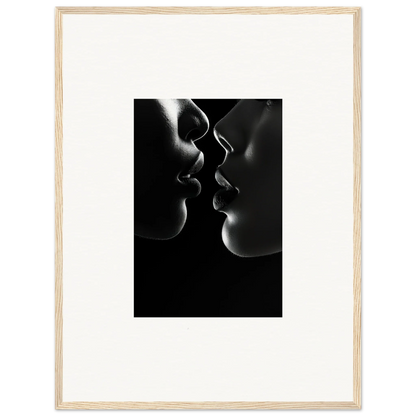 Two silhouetted profiles sharing an intimate moment in Midnight Kiss Darkness art