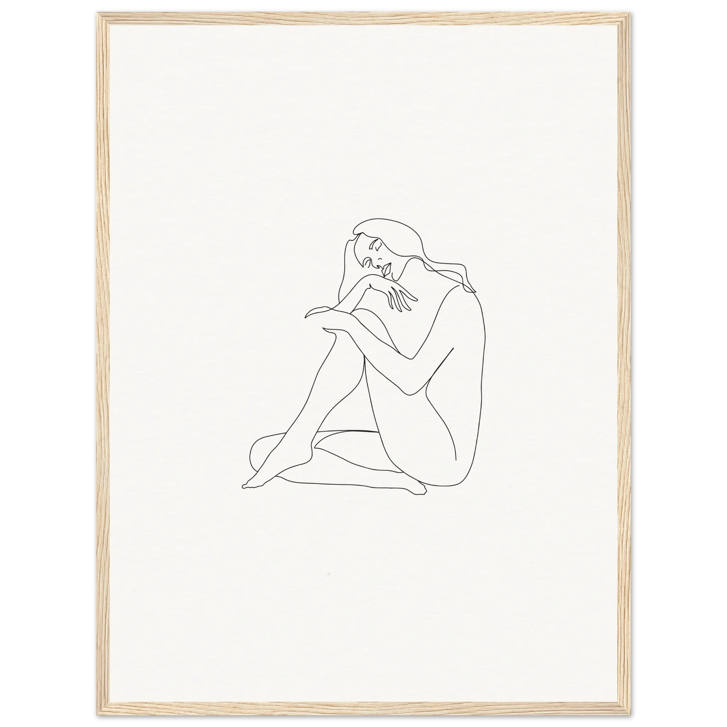 Minimalist line drawing of a contemplative figure in Mindful Dream Tangles framed wall art