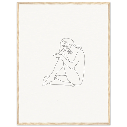 Minimalist line drawing of a contemplative figure in Mindful Dream Tangles framed wall art