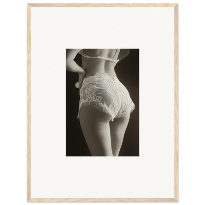 Black and white art of woman in lace underwear for chic room decoration