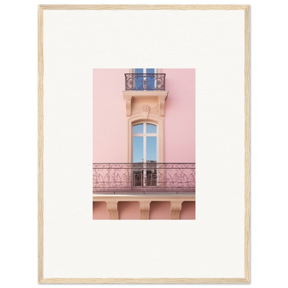 Pink building facade with ornate balcony and arched window for Dusky Dream Balustrade art