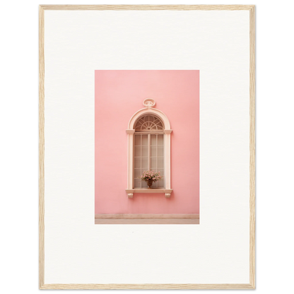 Arched window with trim on a pink wall, part of Pinky Flora Portal special edition art™