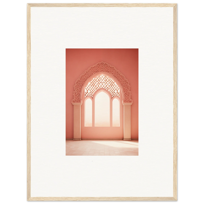 Ornate archway with Islamic patterns in coral pink from Versaille Sunset Reimagined art