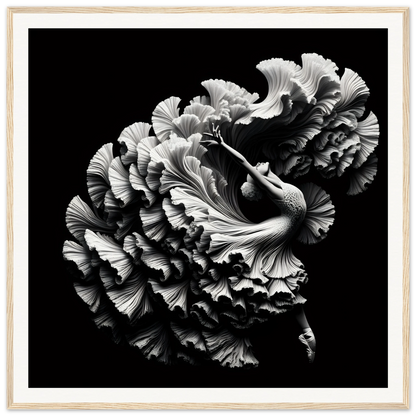 Black and white ruffled carnation in bloom for Alchemy in Motion special edition art™