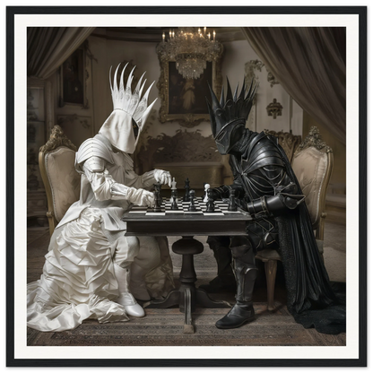 Two armored figures deep in strategy at the Celestial Chess Nexus table