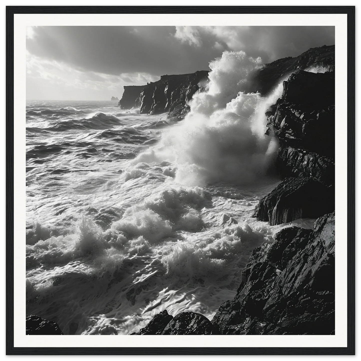 Powerful ocean waves clash with cliffs in Ocean’s Ferocious Waltz special edition art™