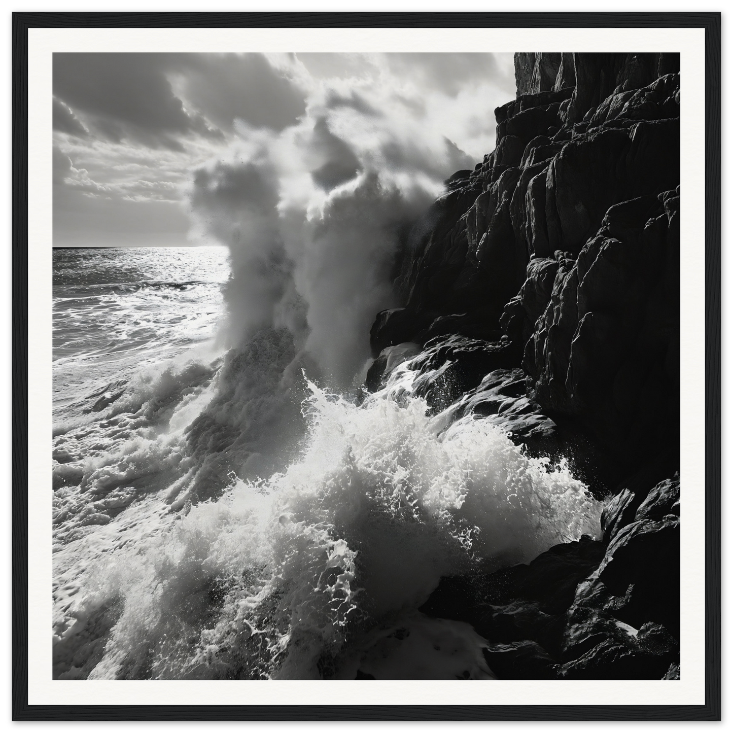 Powerful ocean waves crash on cliffs in Ocean’s Unyielding Fury special edition art™