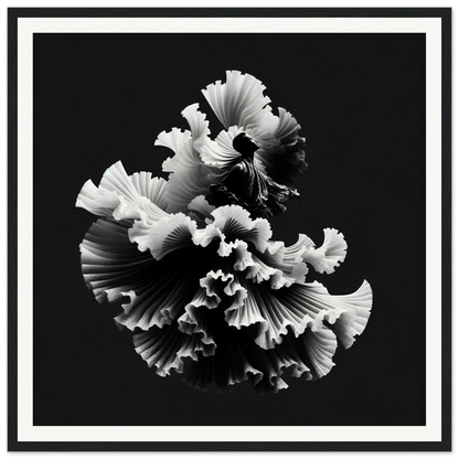 Delicate ruffled coral structure in black and white for Swirling Euphoria Unbound art