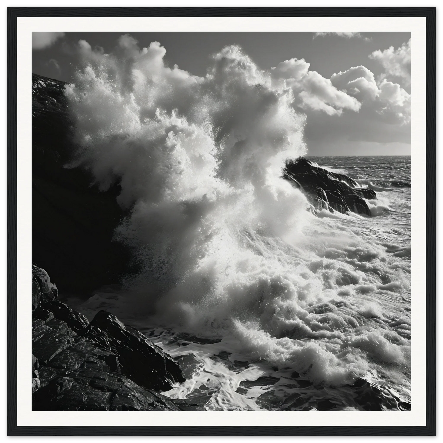 Ocean wave crashing on cliffs in Tide’s Judgement Hour special edition art™