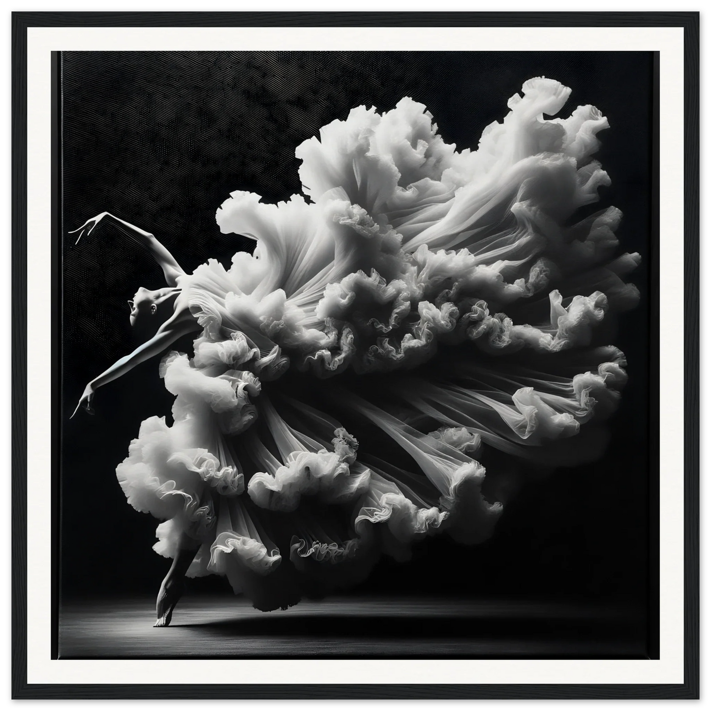 Graceful dancer in white fabric, embodying Whirling Mystic Revelry art style