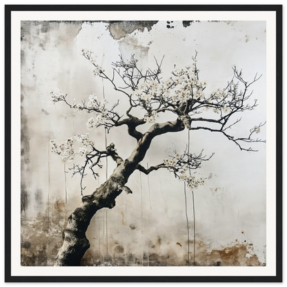 Twisted bare tree branch with twigs in Blossom Yin Reverie framed wall art design