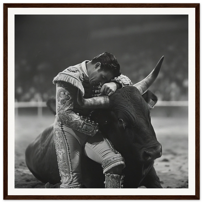 Matador battling bull in dramatic black and white for special edition art™