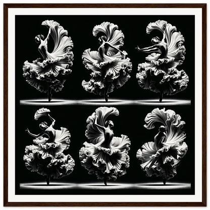 Six delicate ruffled white parrot tulips in Ethereal Ballet Whirl framed poster