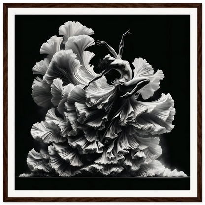 Delicate white ruffled petals in Ethereal Motion Reverie special edition art™ display