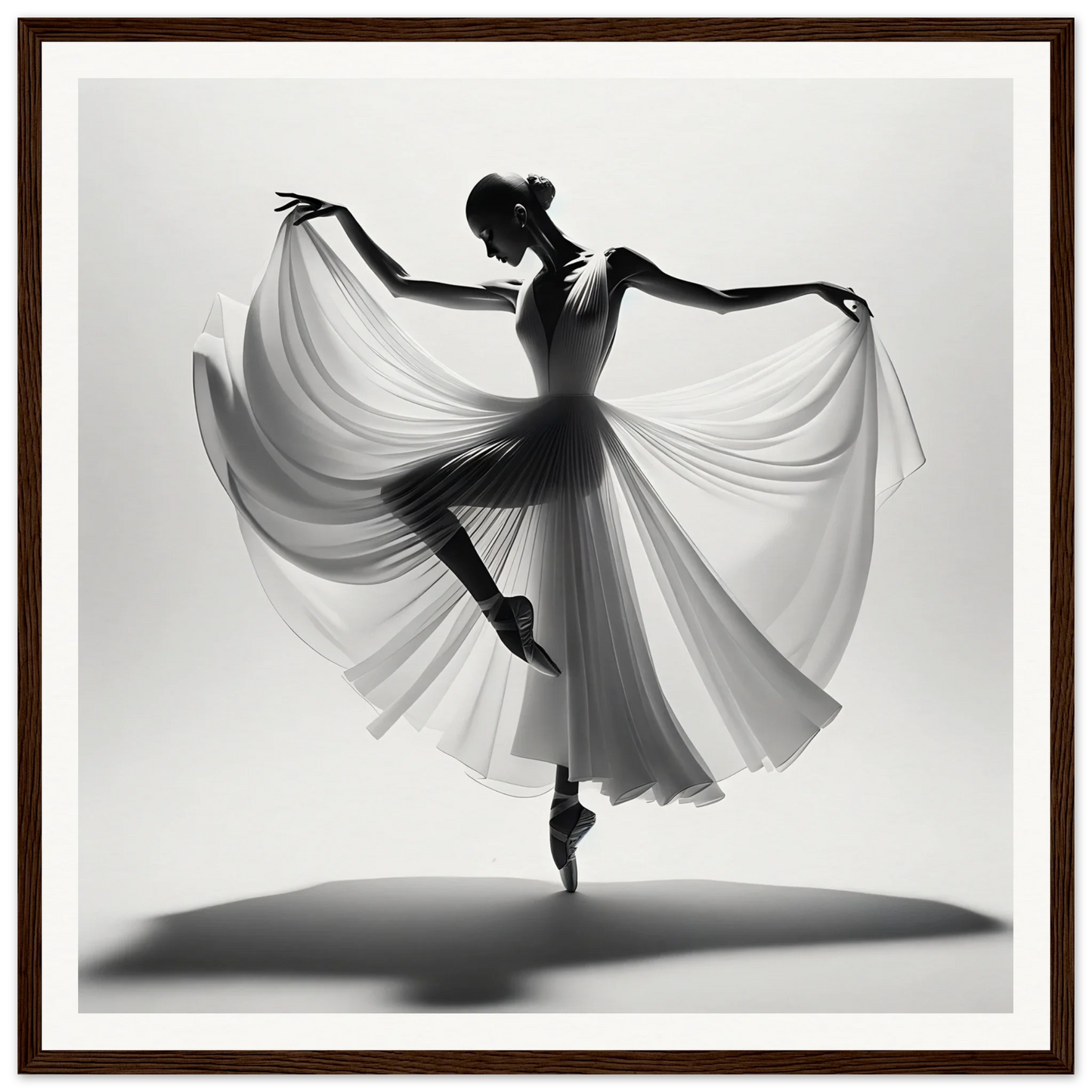 Graceful ballet dancer en pointe in white dress, perfect for Graceful Ballet Silence art