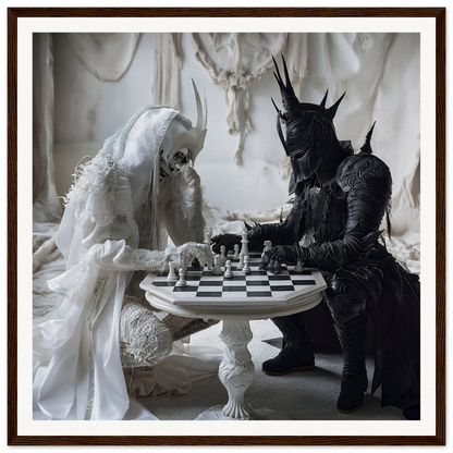 A chess game between Death and a dark knight in Kindled Celestial Dance framed poster