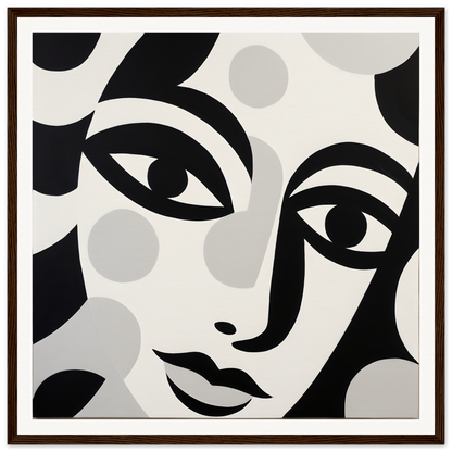 Abstract black and white art with faces in curved lines from Mystic Visage Encounter