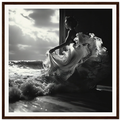 Flowing white dress in silhouette from Seas Dream Salutations special edition art™